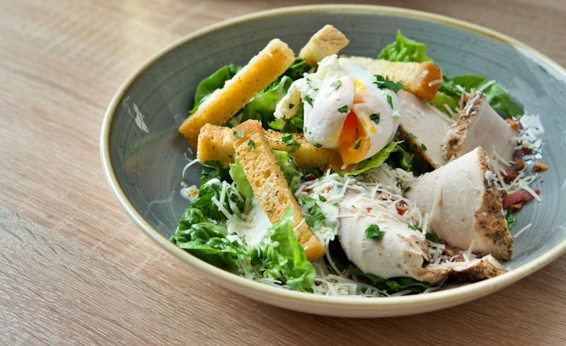 Caesar salad with croutons and parmesan